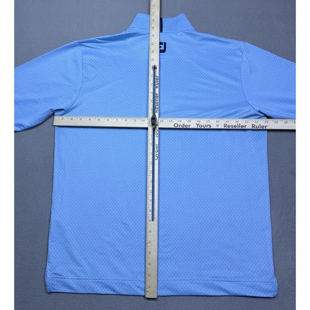 Footjoy 1/4 Zip Pullover Mens M Baby Blue Geometric Performance Golf Athleisure